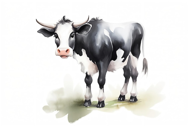 Lindos animales de dibujos animados de granja de vacas Imagen generada por IA posprocesada