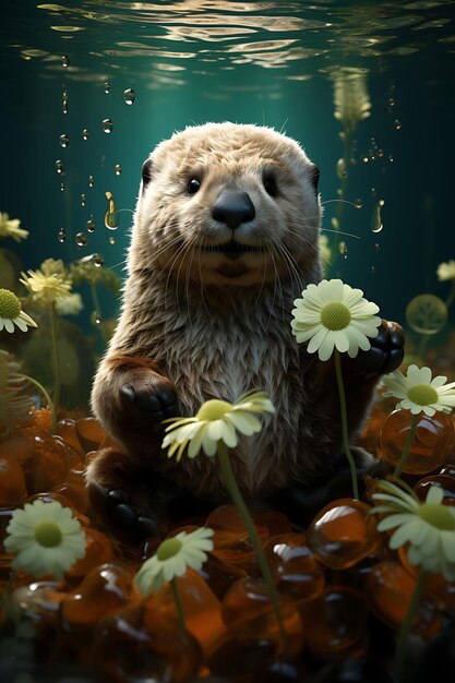 Lindos carteles de retratos de mascotas renderizados en 3D con bonitas decoraciones simples para gráficos minimalistas de animales