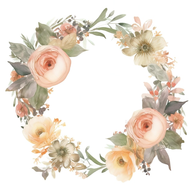 Lindos cartões de convite floral com borda botânica Quadro de modelo de decorações florais Geenrative Ai