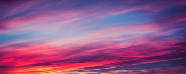 Lindos céus e nuvens rosa pastel e roxo à noite enquanto o sol se põe