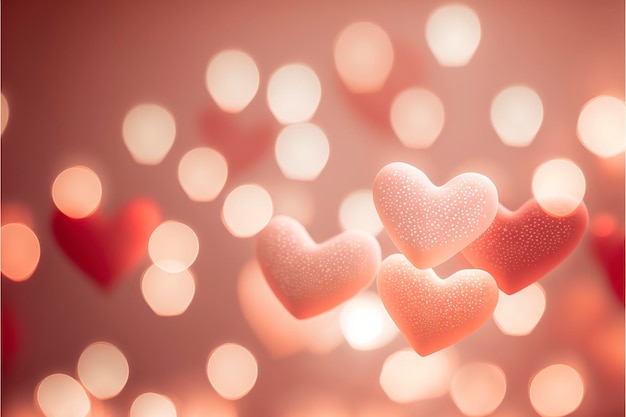 Lindos corazones, Día de San Valentín, luces bokeh Micro corazones.