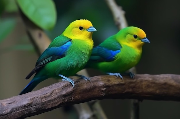 Lindos pájaros Hermosa tangara Bluenaped Chlorophonia Chlorophonia cyanea exótica tropical verde