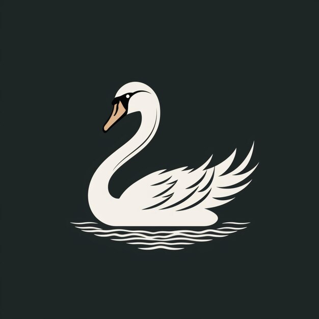 Lindos pássaros de cisne branco imagem de fundo preto simples arte gerada por Ai