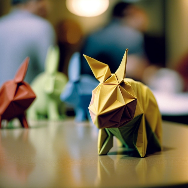 Lindos pequeños conejos de origami coloridos minimalistas 3d ilustrados