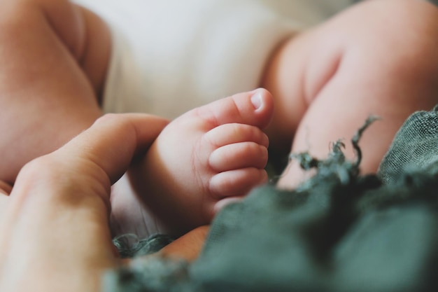 Lindos pies de bebé recién nacido