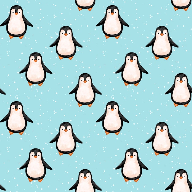 Lindos pingüinos repitiendo backgroud, divertidos pingüinos de patrones sin fisuras, dibujos animados, papel de álbum de recortes de animales del polo norte