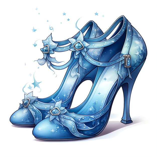 Foto lindos sapatos princesa real azul gelo inverno conto de fadas mundo de fantasia clipart