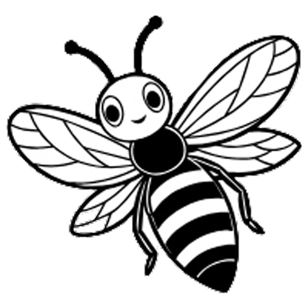 Line Art Bienen-Design auf weißem Hintergrund