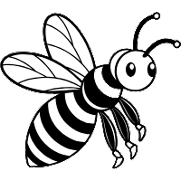 Line Art Bienen-Design auf weißem Hintergrund