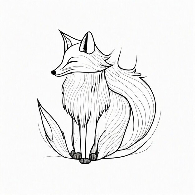 Foto line art skizze des von generative ai erzeugten fox miminal-designs