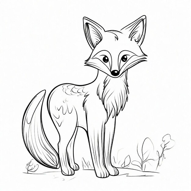Foto line art skizze des von generative ai erzeugten fox miminal-designs