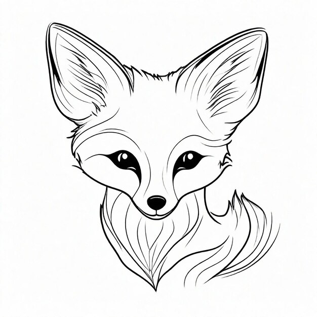 Line Art Skizze des von Generative AI erzeugten Fox Miminal-Designs