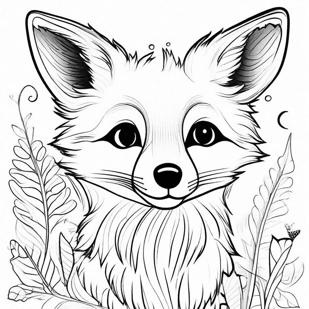 Line Art Skizze des von Generative AI erzeugten Fox Miminal-Designs