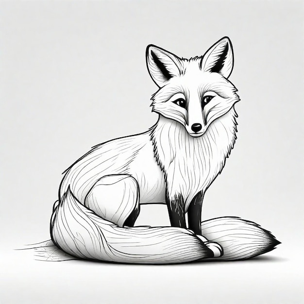 Foto line art skizze des von generative ai erzeugten fox miminal-designs