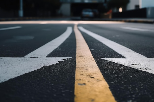 Línea amarilla pintada en una calle que indica una zona de no estacionamiento IA generativa