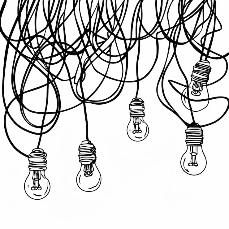 Foto una línea de bombillas con la palabra luz en ella