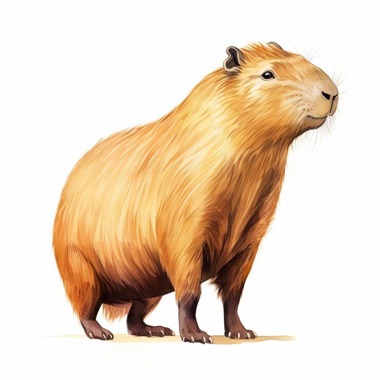 Foto la línea de capibara dibujando cuerpo blanco y cola de punta negra