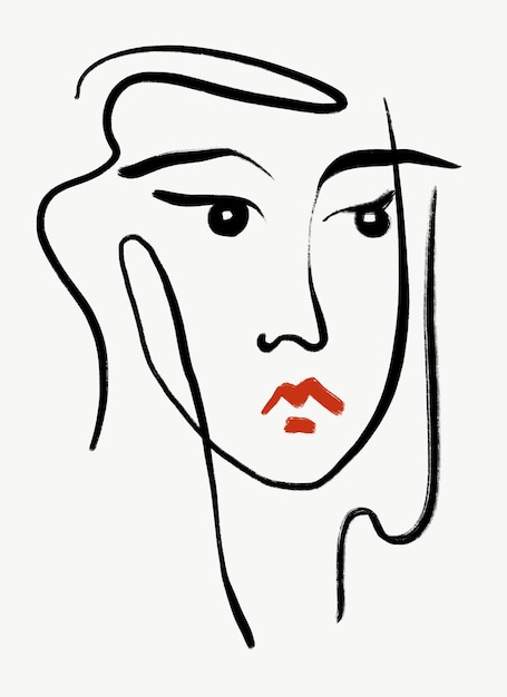 Línea de cara de mujer abstracta moderna imprimible