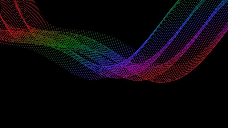 una línea colorida con colores de arco iris se muestra en el medio