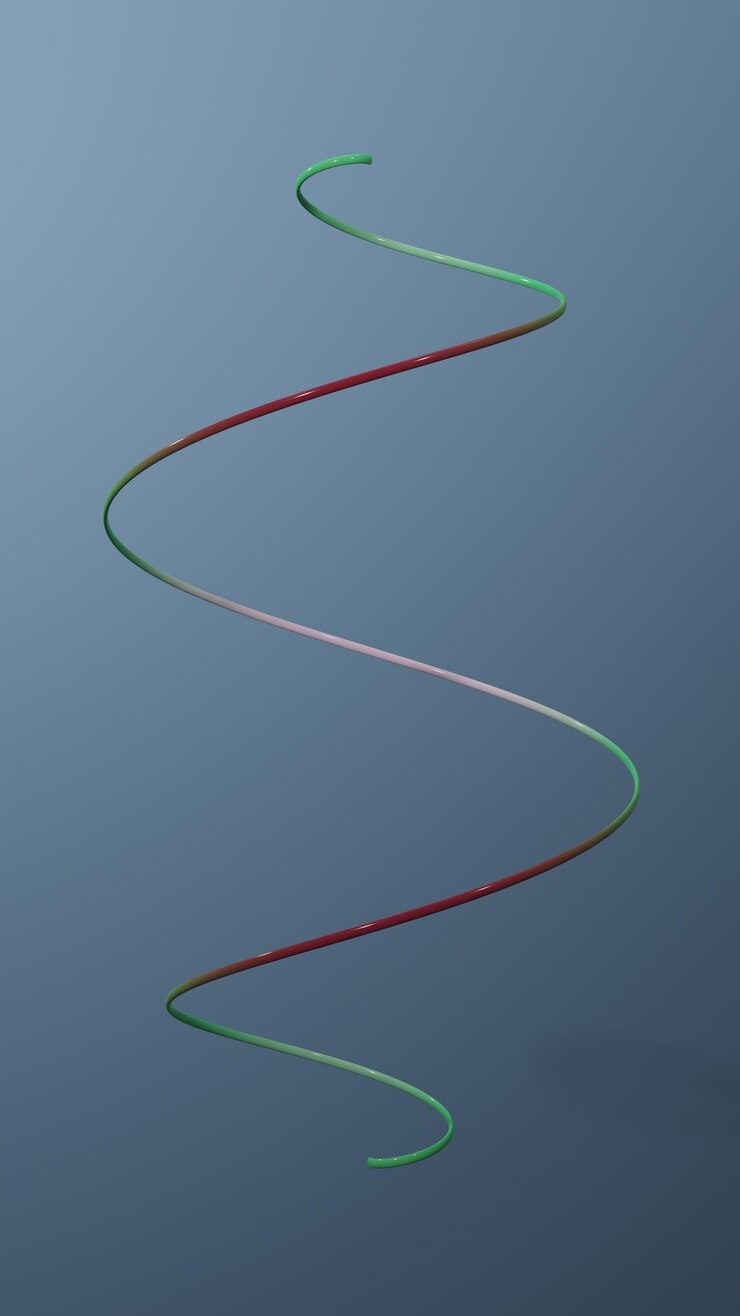 Foto línea curva roja abstracta con esfera 3d render