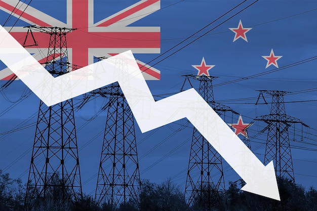 Línea eléctrica y bandera de Australia Crisis energética Concepto de crisis energética mundial