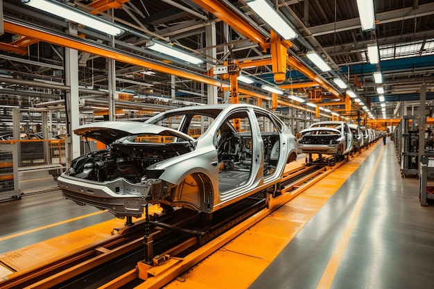 Foto línea de ensamblaje de automóviles fábrica de automóviles línea de producción de vehículos eléctricos industria automotriz con generaciones de ia