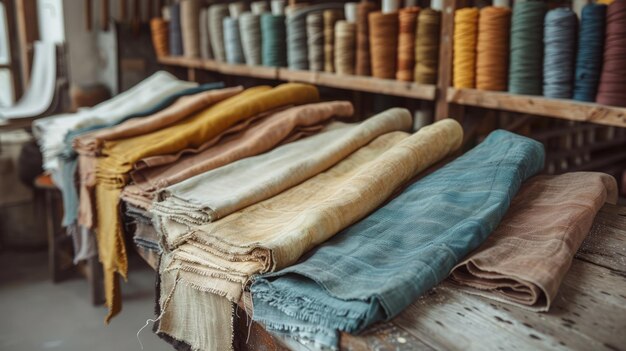 Foto una línea de moda sostenible que utiliza telas teñidas con pigmentos naturales producidos a través de procesos de energía solar