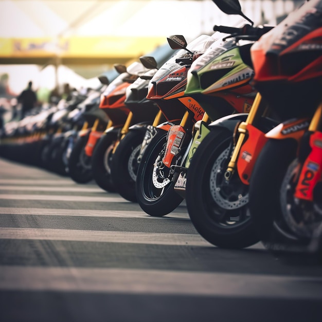 Una línea de motocicletas con el número 981 en el frente.