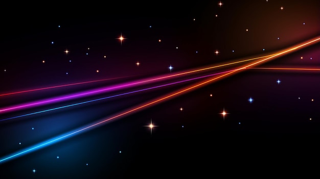 línea de neón con forma de estrella Líneas futuristas brillantes en el espacio oscuro con tecnología de concepto de estrellas