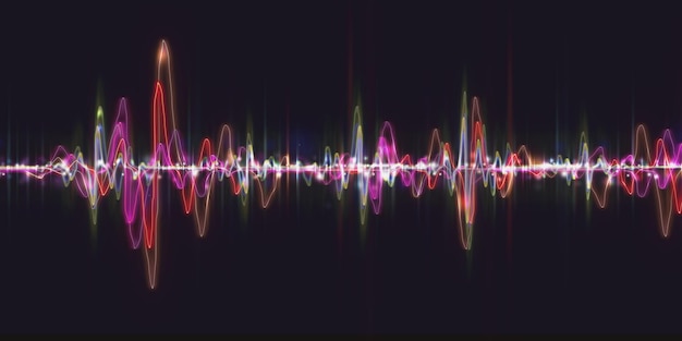 Foto línea de onda del corazón ecualizador de pulso fondo abstracto ilustración 3d