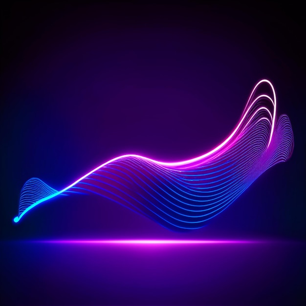 Línea de onda púrpura gradiente de luz fondo oscuro