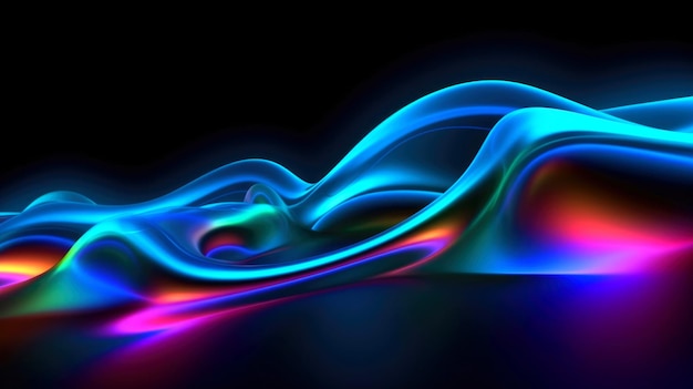 Línea ondulada multicolor abstracta de luz líneas brillantes de neón concepto de luz espacial de energía mágica