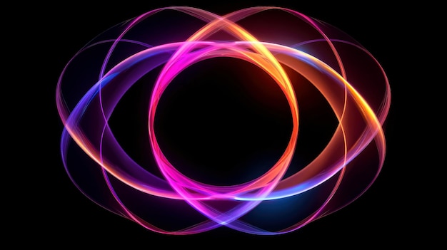 Línea ondulada multicolor abstracta de luz líneas brillantes de neón concepto de luz espacial de energía mágica