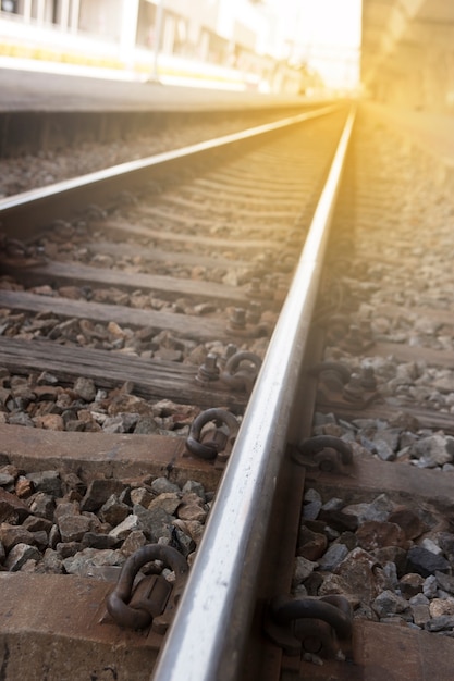 Foto línea de perspectiva de tren de tren y luz