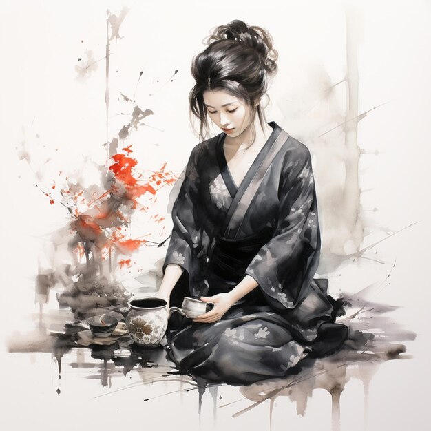 Foto la línea de pintura boho en el arte antiguo arte nativo americano pintura clásica china pintura sumi