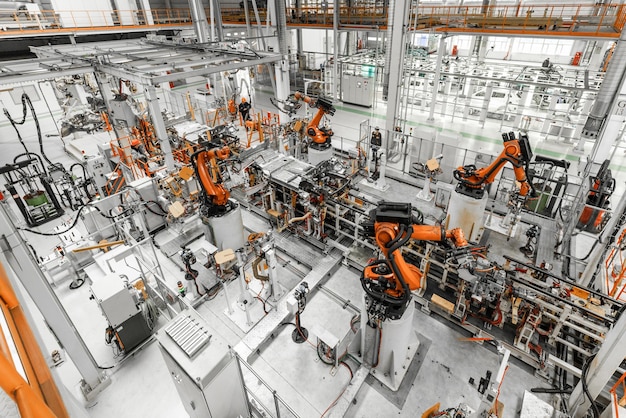 Línea de producción de automóviles soldadura de carrocería de automóviles planta de ensamblaje de automóviles moderna vista superior