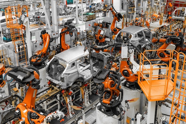 Línea de producción de automóviles soldadura de carrocería de automóviles planta de ensamblaje de automóviles moderna vista superior