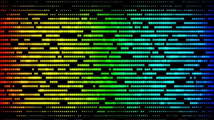 Foto línea progresiva de cuadrados multicolores resumen colorido fondo de píxeles en ejecución representación 3d