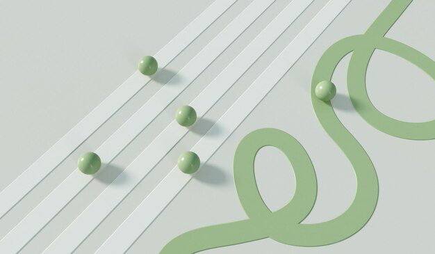 Línea recta frente a ruta sinuosa Camino al éxito Planificación estratégica empresarial Representación 3D