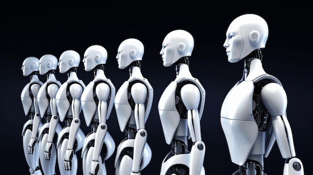 Una línea de robots humanoides IA generativa