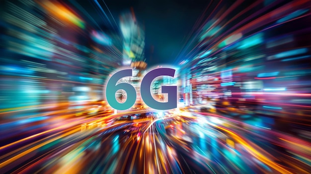 Línea de velocidad de fibra óptica fondo futurista para la transmisión de datos inalámbricos de tecnología 6G a las grandes ciudades