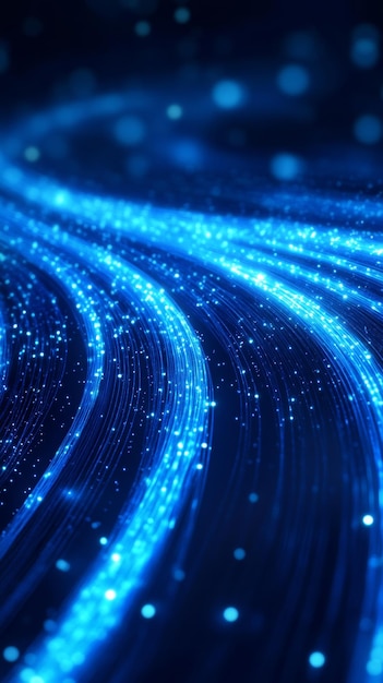 Línea de velocidad de fibra óptica de raya de luz azul fondo futurista para tecnología inalámbrica 5g o 6g d