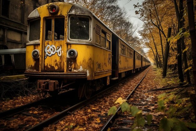 Línea de viejos vagones de tren en un ferrocarril