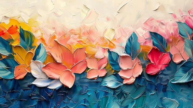 Líneas abstractas modernas pintura al óleo con textura floral papel tapiz de arte
