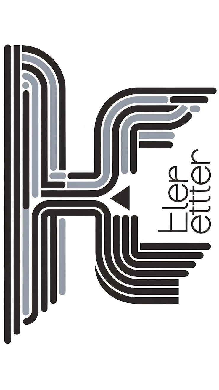 Foto líneas abstractas señalan el diseño vectorial icónico del logotipo cuadrado h letra e