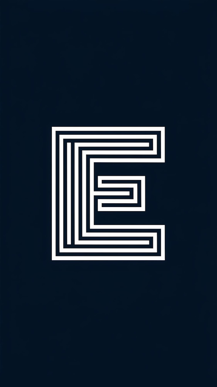 Foto líneas abstractas señalan el diseño vectorial icónico del logotipo cuadrado una letra e