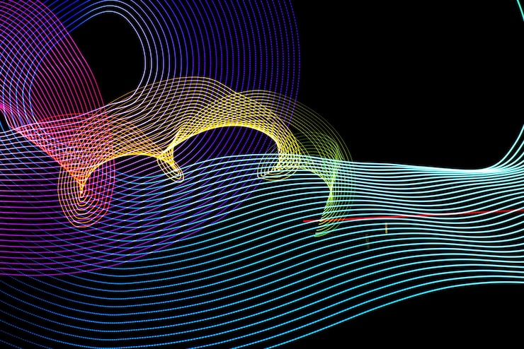 Foto líneas abstractas sobre un fondo negro