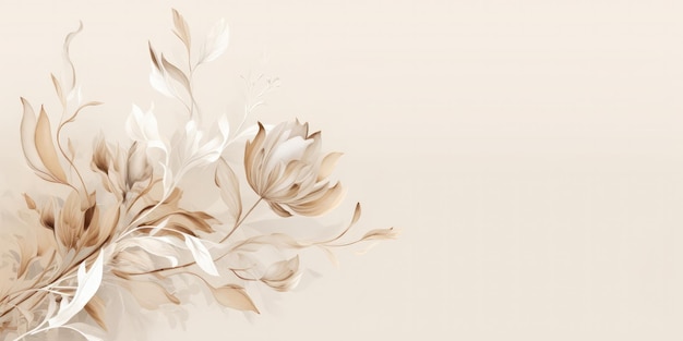 Líneas de arte de lujo de flores y hojas botánicas