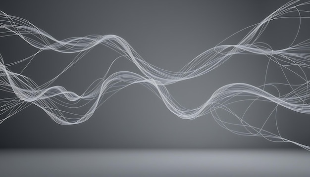 Líneas blancas abstractas en un patrón de onda sobre un fondo gris