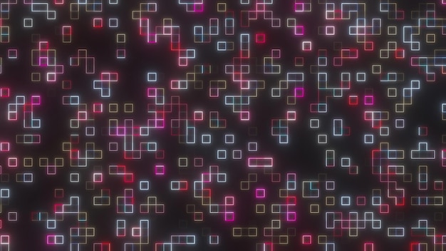 Líneas de bloques de neón digitales generadas por computadora
